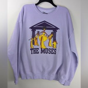 Disney XL Purple Sweatshirt Hercules The Muses Organic Cotton Blend